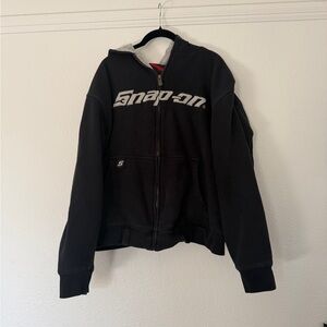Snap On Hoodie Vintage Black Grey Men’s Full Zip Heavyweight Hoodie XL
